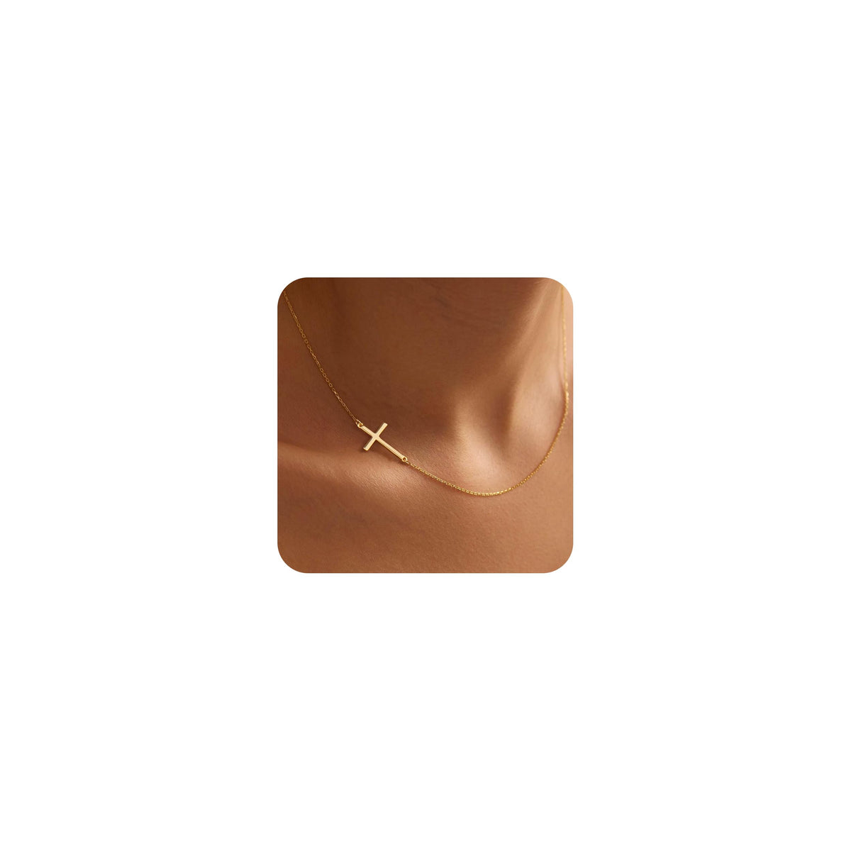 Poxtex Cross Necklace for Women Teen Girls, Dainty 14K Gold Silver Plated Cross Choker Jewelry Non Tarnish Waterproof Cute Simple Small Necklace Christian Baptism Religious Faith Jewelry Gifts