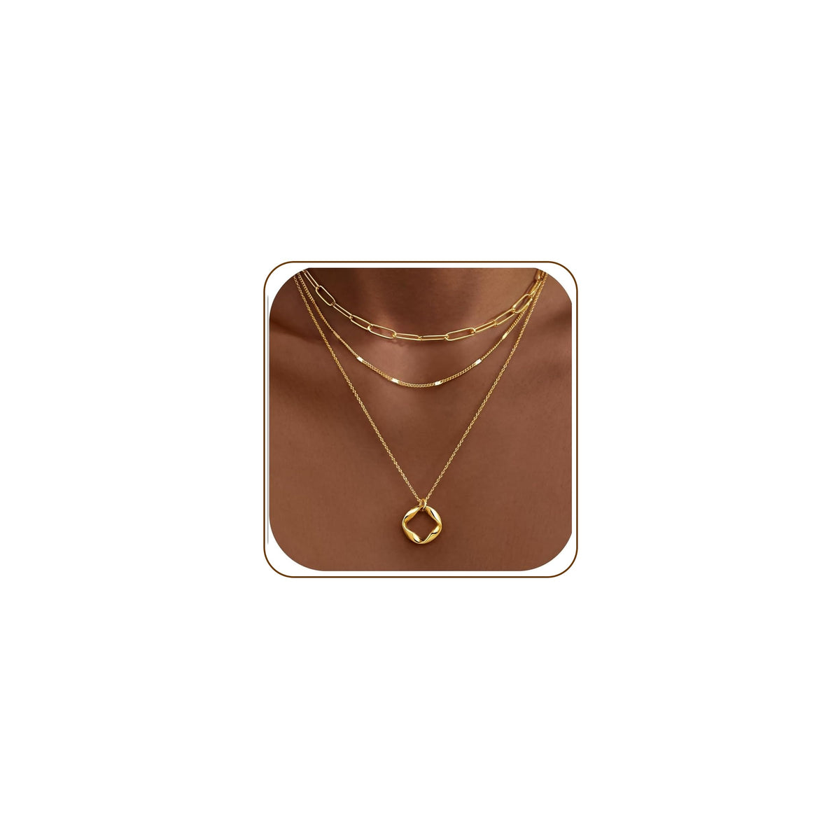 Poxtex Layered Gold Necklaces for Women, Stackable Dainty 14K Gold Silver Plated Trendy Simple Heart Diamond Cross Bow Circle Pendant Paperclip Choker Dot Chain Necklace,Jewelry Set Gifts for Women