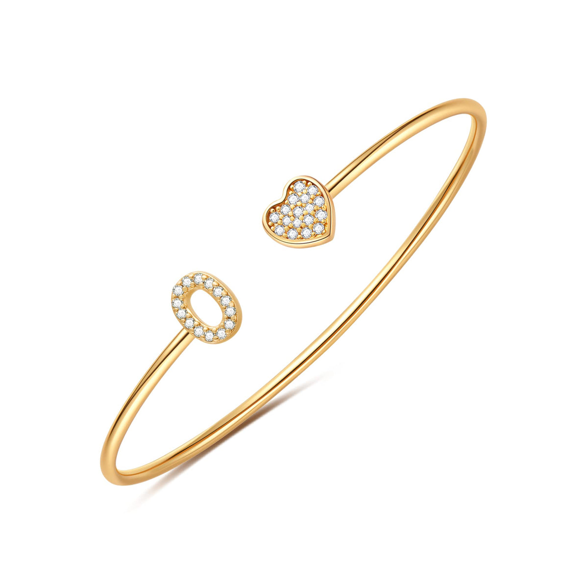 Gold Initial Bracelets for Women Girls, 14K Gold Plated Gold Bangle Bracelets for Women Girls Dainty Gold Initial Bracelets Heart Bracelets for Women Girls Bridesmaids Bracelets Gifts