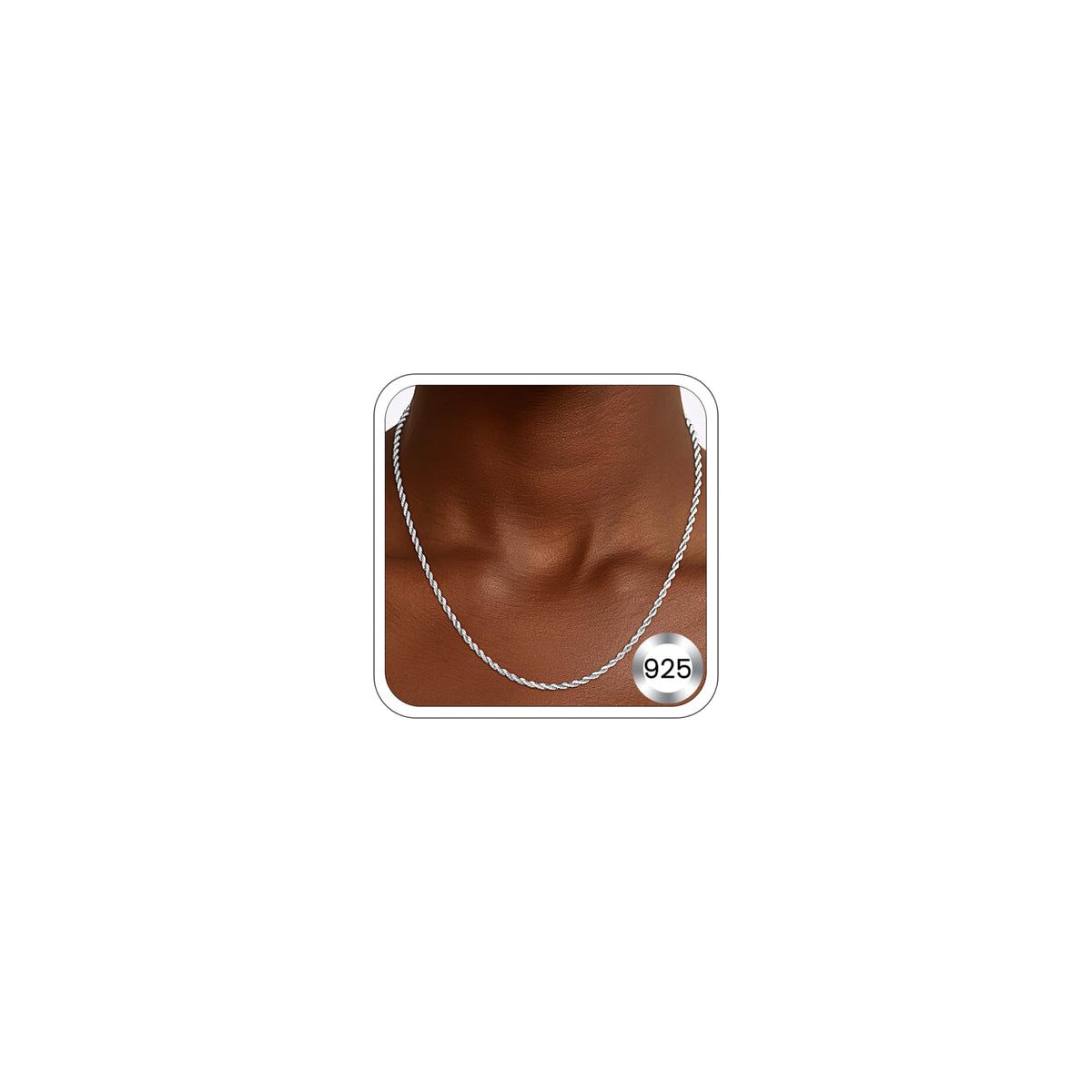 2mm Rope Chain 925 Sterling Silver Chain Necklace for Women, Sturdy Shiny Women's Chains Necklace, 16 18 20 22 24 26 Inches