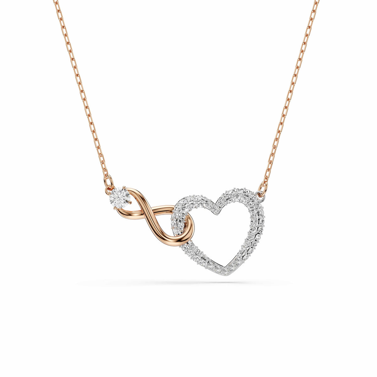 Swarovski Infinity Heart Jewelry Collection, Necklaces and Bracelets, Rose Gold & Rhodium Tone Finish, Clear Crystals