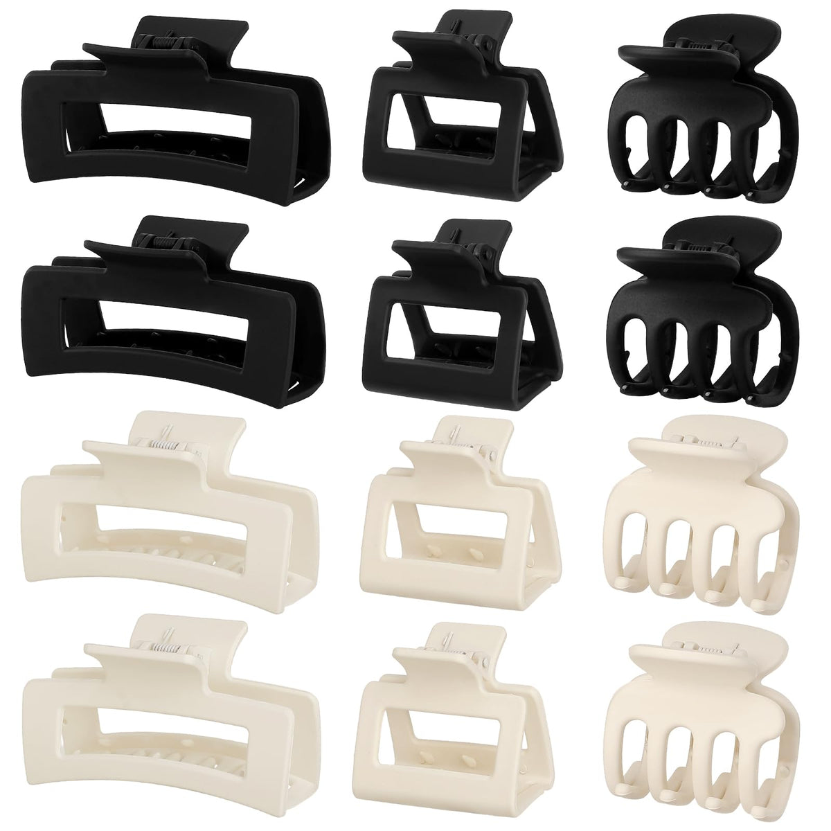 SMKSL 12 Pcs Hair Claw Clips for Women & Grils 3 Styles Small Medium Large | for Thin Thick Curly Hair, Strong Hold & Non-Slip, Stylish Matte Hair Accessories, Ideal Gifts for Women & Grils (Brown)