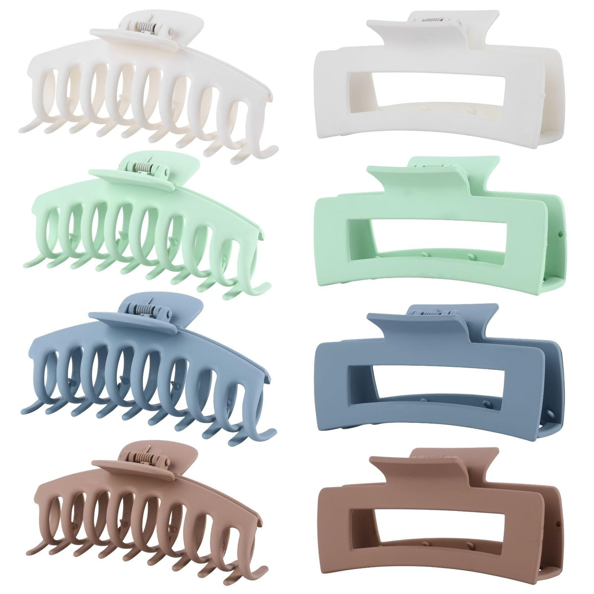 LuSeren Hair Clips for Women 4.3 Inch Large Hair Claw Clips for Women Thin Thick Curly Hair, Big Matte Banana Clips,Strong Hold jaw clips,Neutral Colors