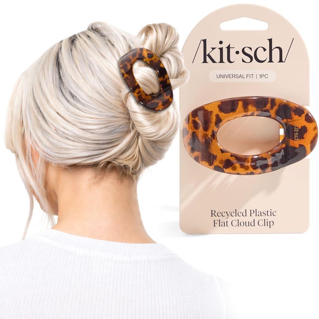 Kitsch Small Flat Claw Clips for Women - Stylish Flat Hair Clips, Strong Hold for Thick & Fine Hair | Non-Slip for Secure, Comfortable All-Day Wear -Tortoise Design
