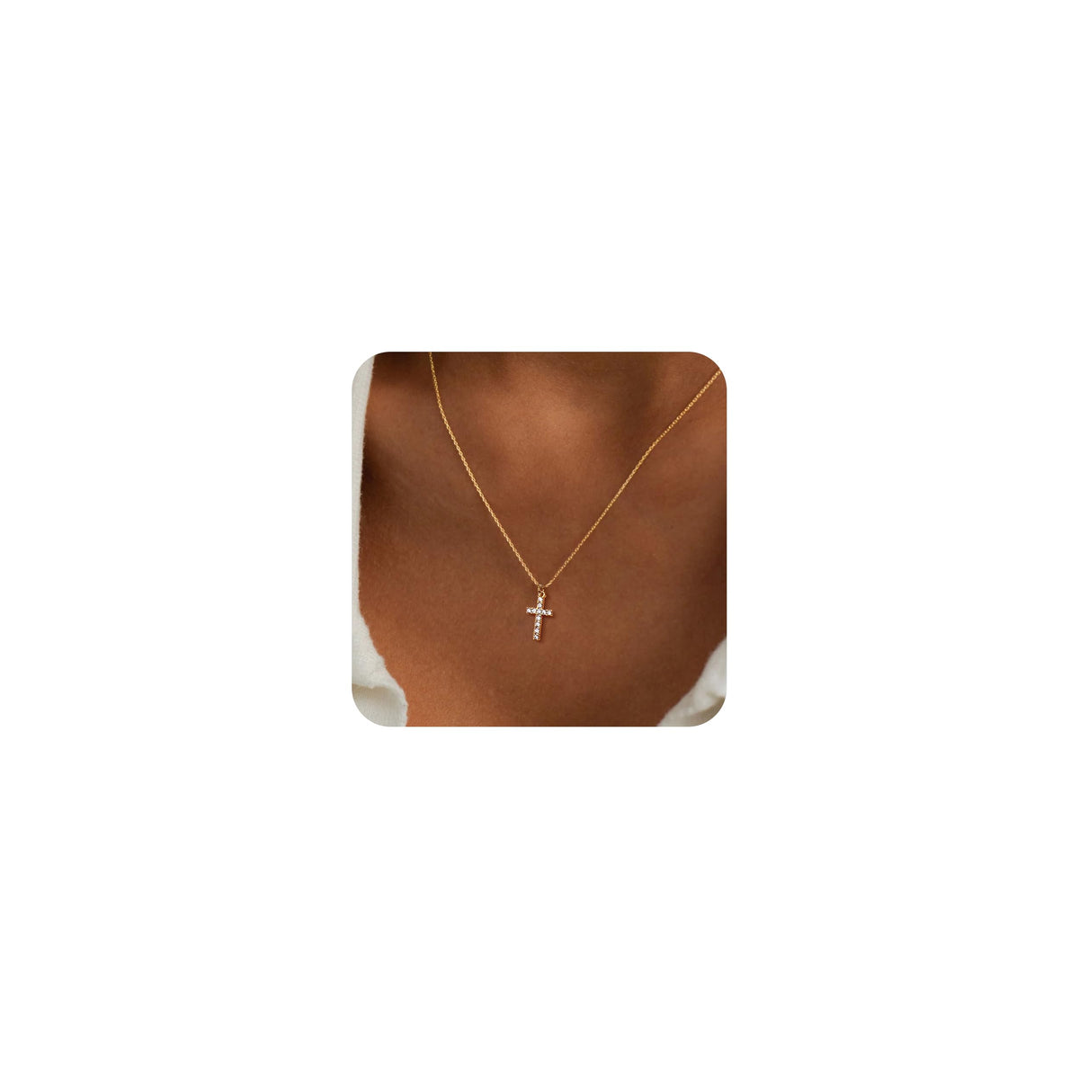 Poxtex Cross Necklace for Women Teen Girls, Dainty 14K Gold Silver Plated Cross Choker Jewelry Non Tarnish Waterproof Cute Simple Small Necklace Christian Baptism Religious Faith Jewelry Gifts