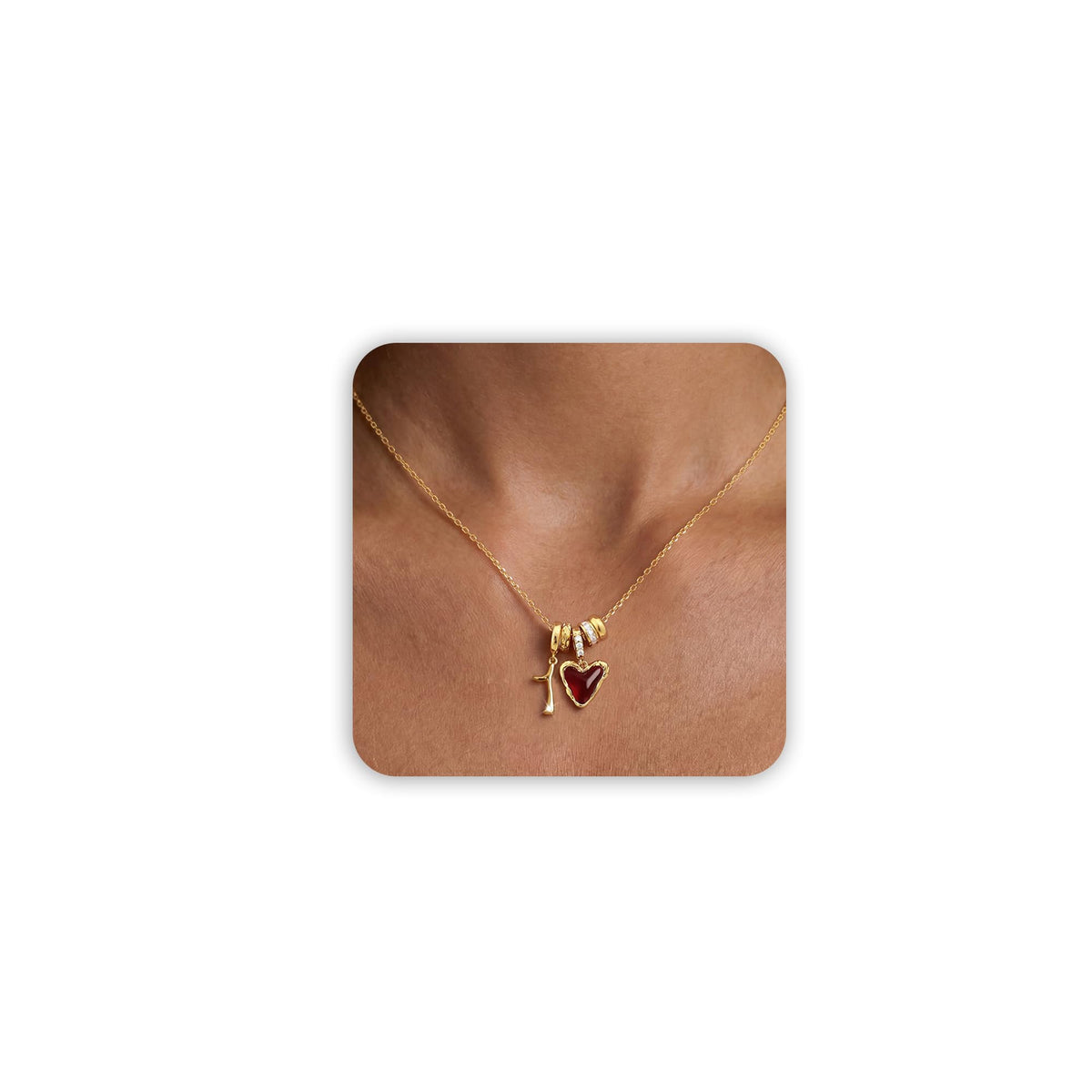 Freekiss Gold Pendant Necklace for Women, Dainty Diamond Necklaces for Women Simple 14K Gold Plated Paperclip Choker Necklaces Cute Minimalist Open Oval Necklaces Gold Jewelry for Women Gifts