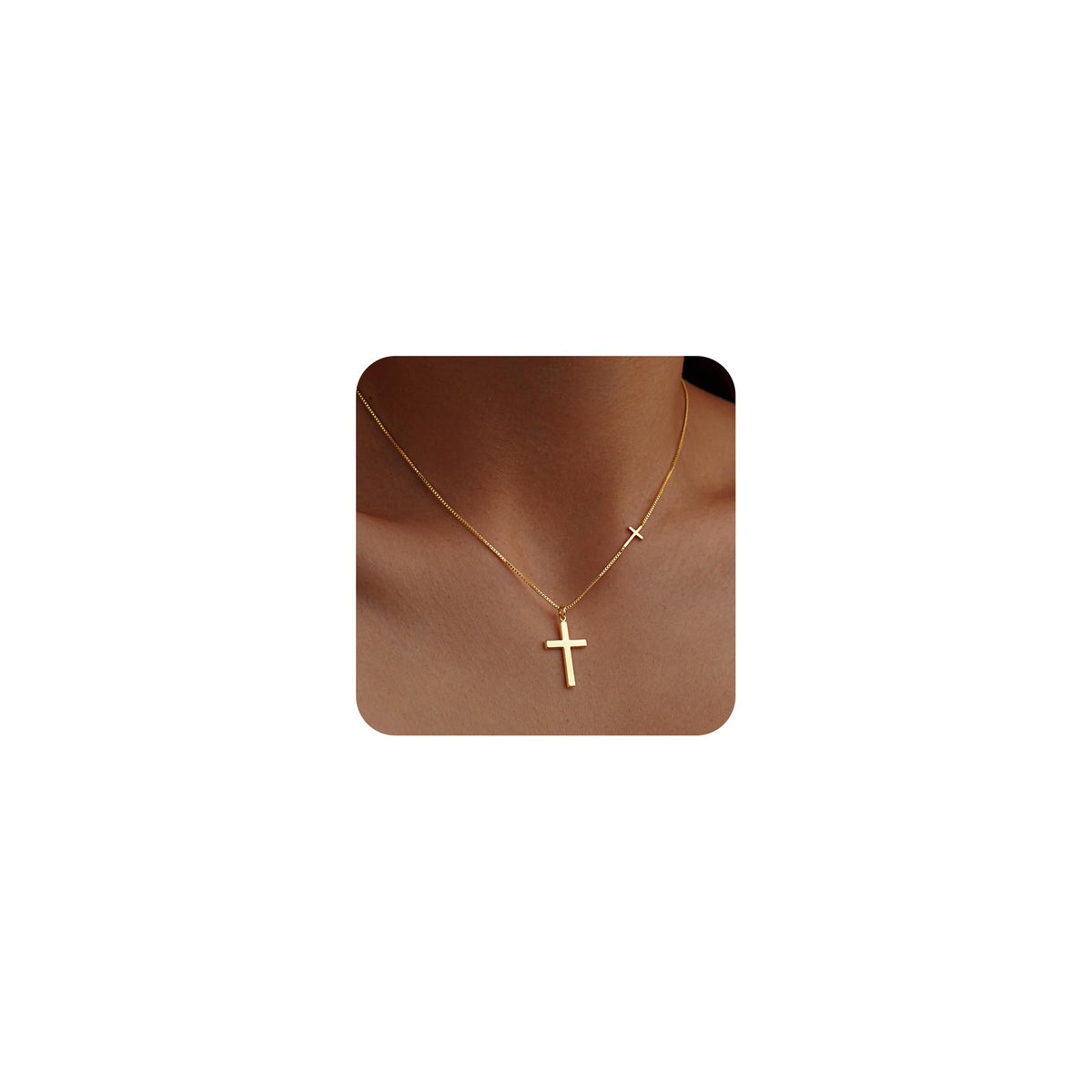 Poxtex Cross Necklace for Women Teen Girls, Dainty 14K Gold Silver Plated Cross Choker Jewelry Non Tarnish Waterproof Cute Simple Small Necklace Christian Baptism Religious Faith Jewelry Gifts