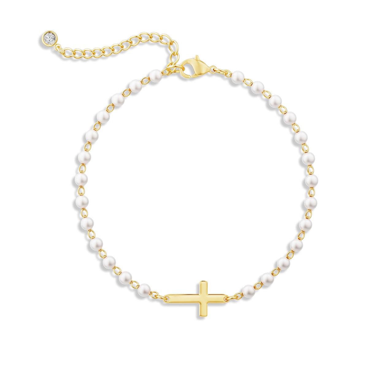 Moodear Cross Bracelet for Women, Dainty 925 Sterling Silver/14k Gold Plated CZ Chain Bracelets for Women Graduation Gift 2026 for Teen Religious Christian Basket Stuffers Jewelry