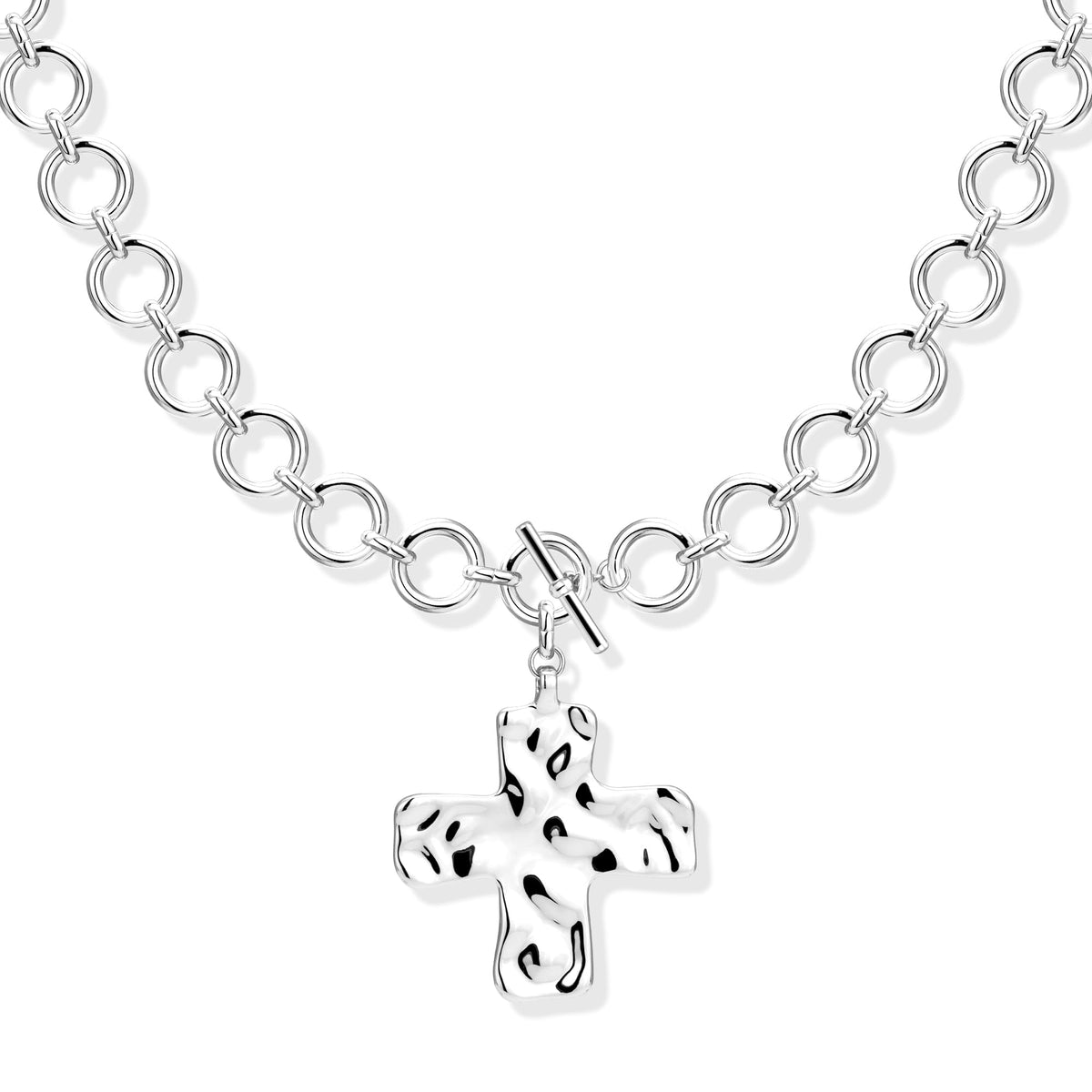 Poxtex Cross Necklace for Women Teen Girls, Dainty 14K Gold Silver Plated Cross Choker Jewelry Non Tarnish Waterproof Cute Simple Small Necklace Christian Baptism Religious Faith Jewelry Gifts