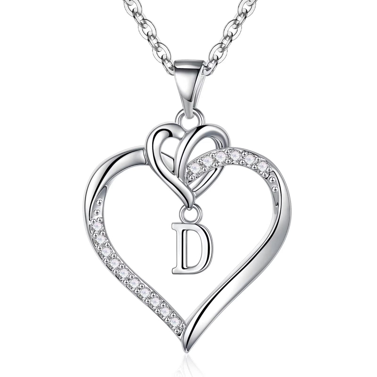 STORUP Heart Initial Necklaces for Women Girls, 14K-Gold-Plated Initial A-Z Heart Necklaces for Teen Girl Jewelry Birthday Gifts for Girls Women Her Wife Mom
