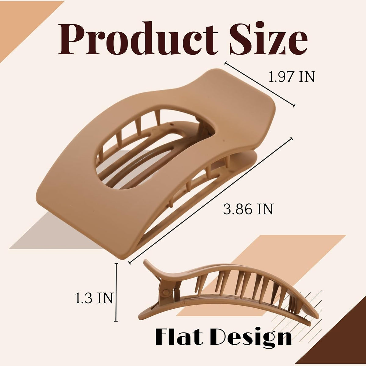 8 Pack Flat Hair Clips for Women – Large Matte Rectangle No-Slip Claw Clips, Strong Hold Square Hair Accessories for Thick & Thin Hair, Lay Flat Design for Work & Daily Styling