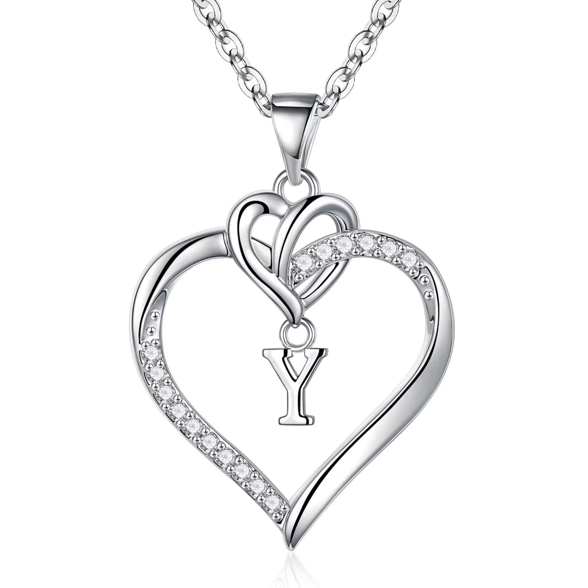 STORUP Heart Initial Necklaces for Women Girls, 14K-Gold-Plated Initial A-Z Heart Necklaces for Teen Girl Jewelry Birthday Gifts for Girls Women Her Wife Mom