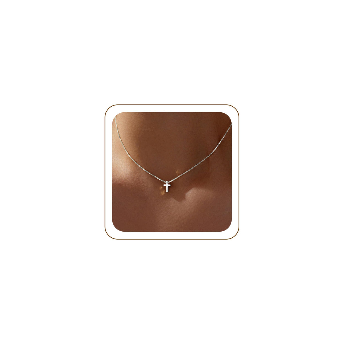 Poxtex Cross Necklace for Women Teen Girls, Dainty 14K Gold Silver Plated Cross Choker Jewelry Non Tarnish Waterproof Cute Simple Small Necklace Christian Baptism Religious Faith Jewelry Gifts