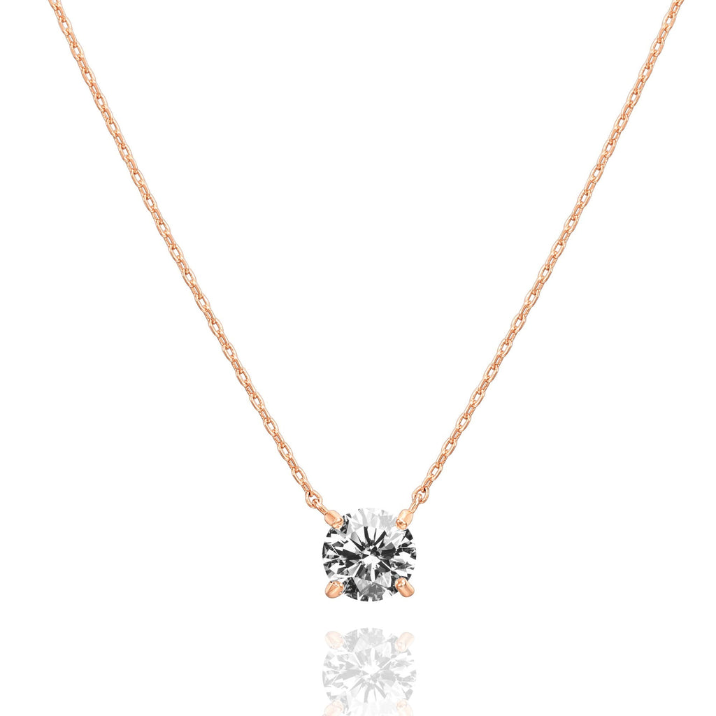 PAVOI 14K Gold Plated Crystal Solitaire 1.5 Carat (7.3mm) Cubic Zirconia Dainty Choker Necklace | Gold Necklaces for Women