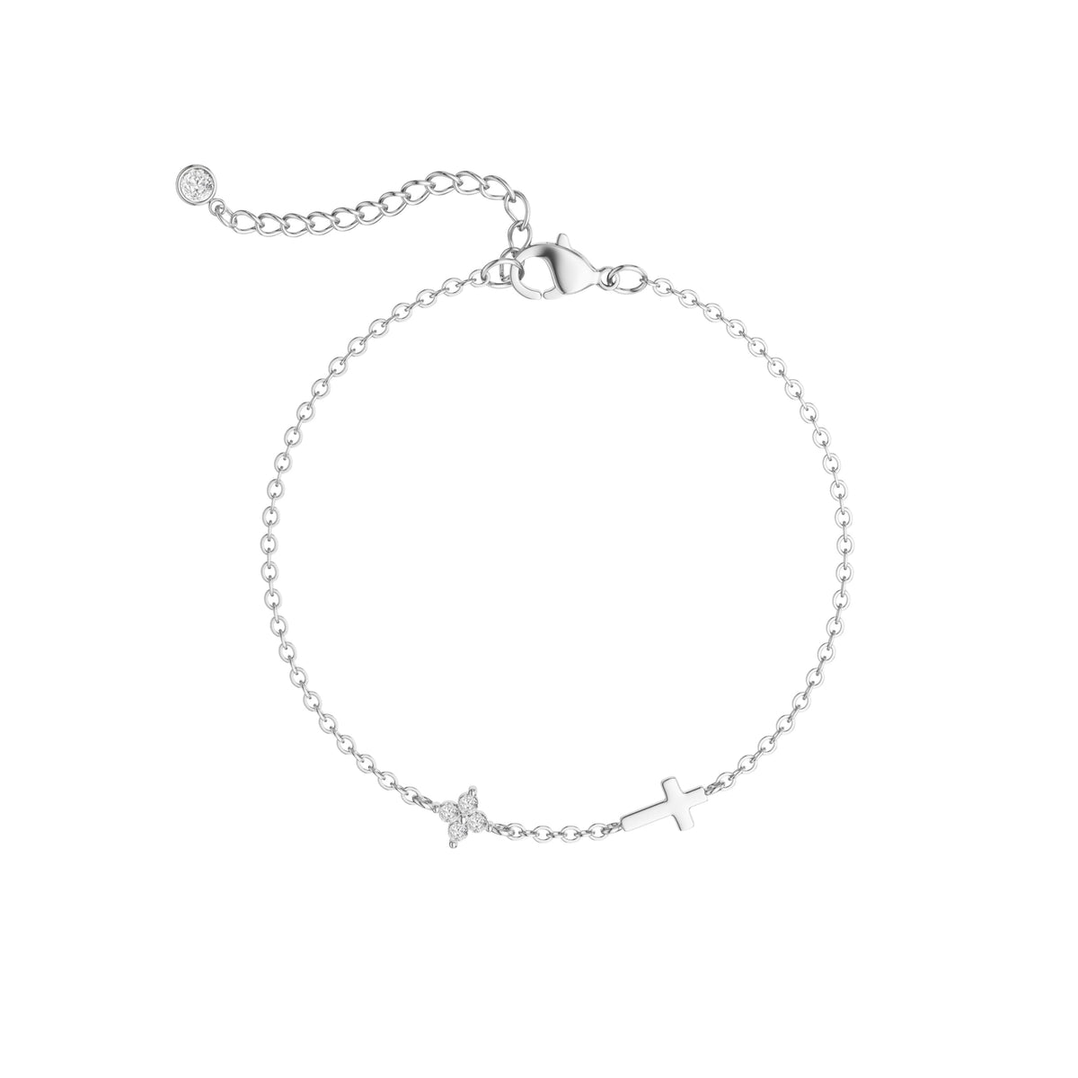 Moodear Cross Bracelet for Women, Dainty 925 Sterling Silver/14k Gold Plated CZ Chain Bracelets for Women Graduation Gift 2026 for Teen Religious Christian Basket Stuffers Jewelry