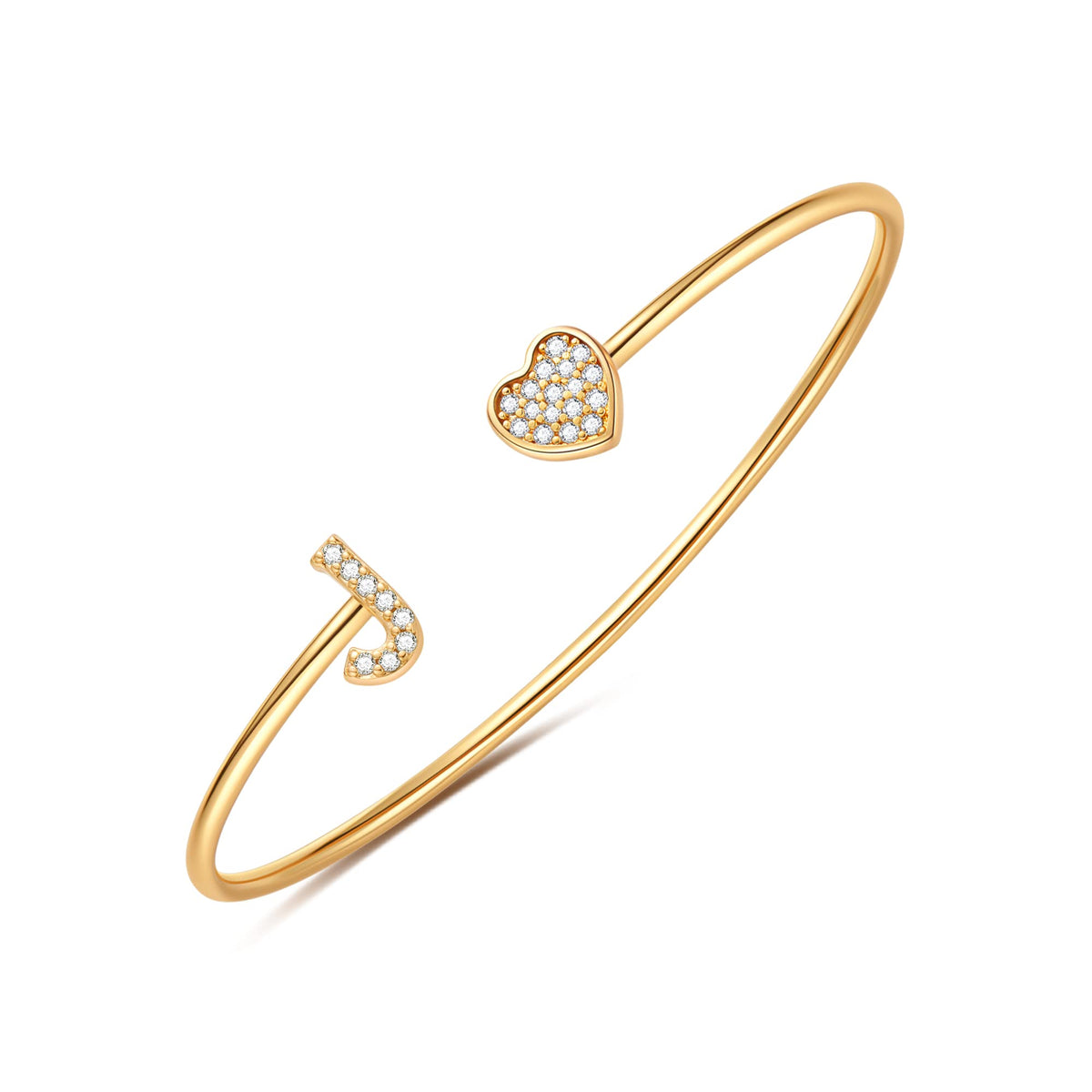 Gold Initial Bracelets for Women Girls, 14K Gold Plated Gold Bangle Bracelets for Women Girls Dainty Gold Initial Bracelets Heart Bracelets for Women Girls Bridesmaids Bracelets Gifts