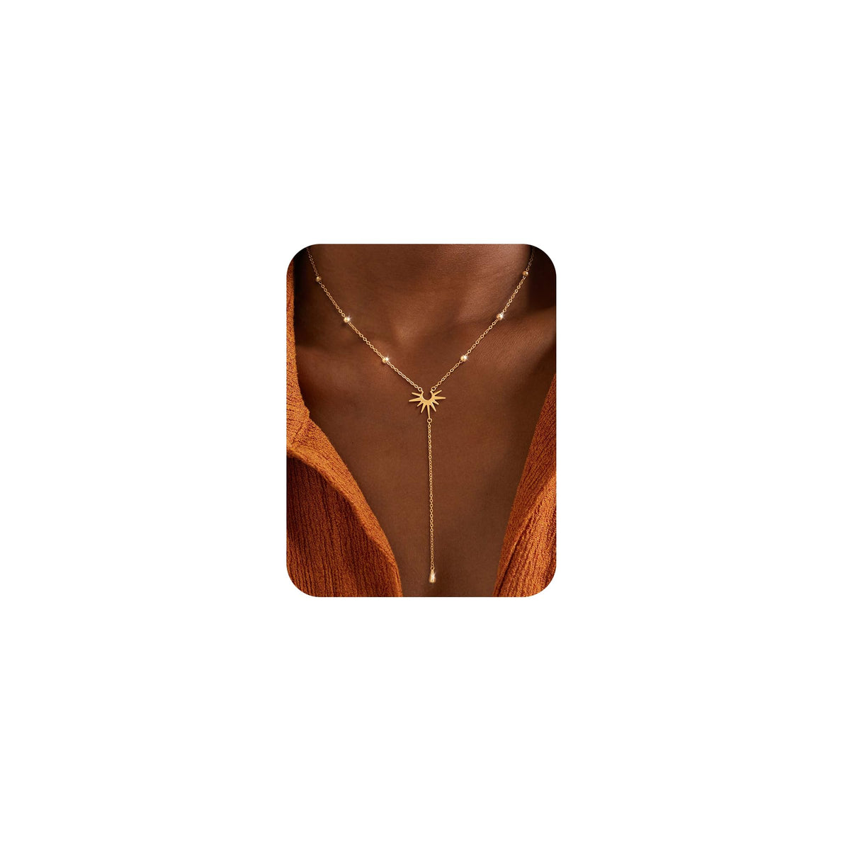 Freekiss Gold Pendant Necklace for Women, Dainty Diamond Necklaces for Women Simple 14K Gold Plated Paperclip Choker Necklaces Cute Minimalist Open Oval Necklaces Gold Jewelry for Women Gifts