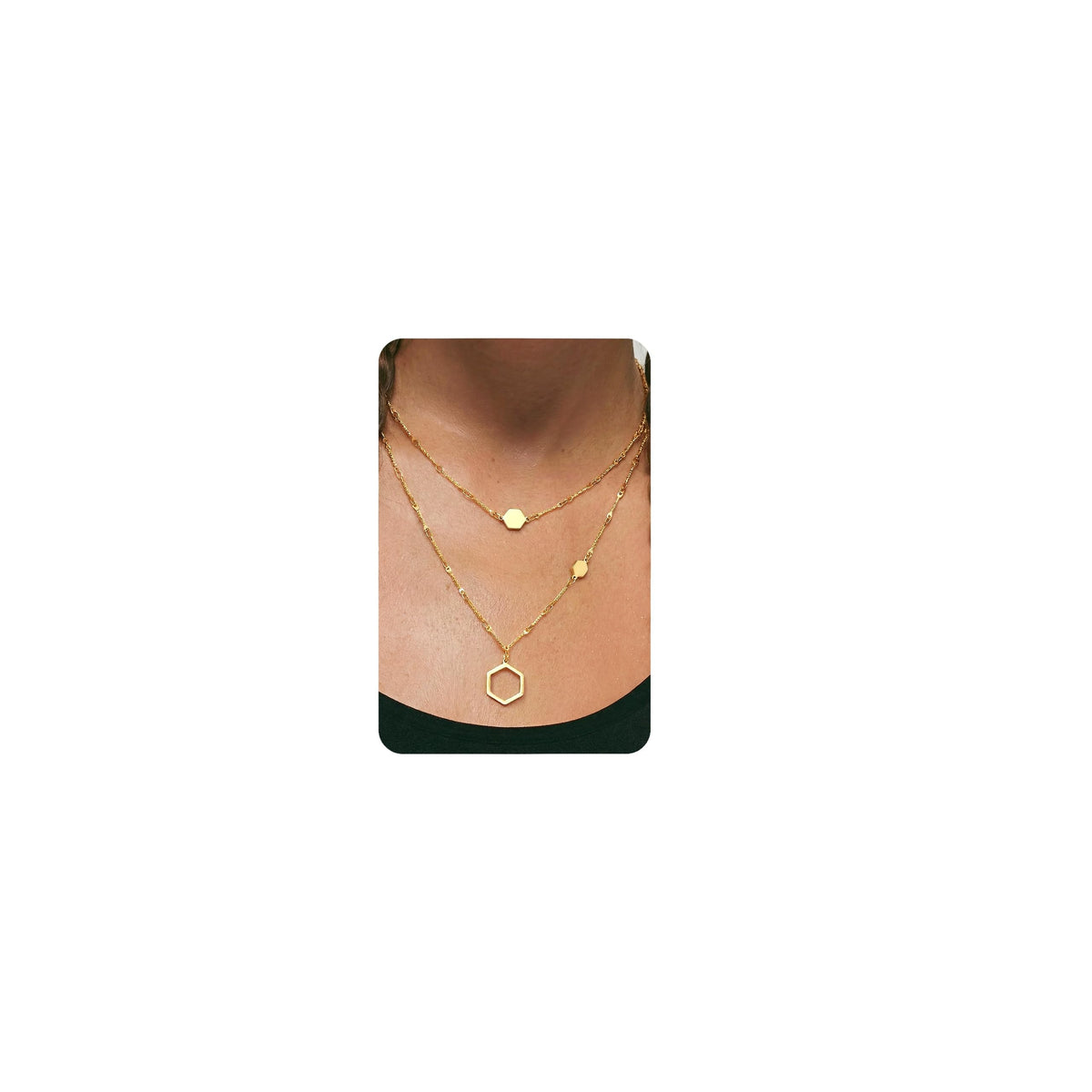 UBGICIG Honeycomb Layered Necklaces for Women Stackable, Dainty Layering Pendant Necklace Non Tarnish, Trendy 16K Plated Silver Gold Necklace Stack Chain Women's Fashion Jewelry