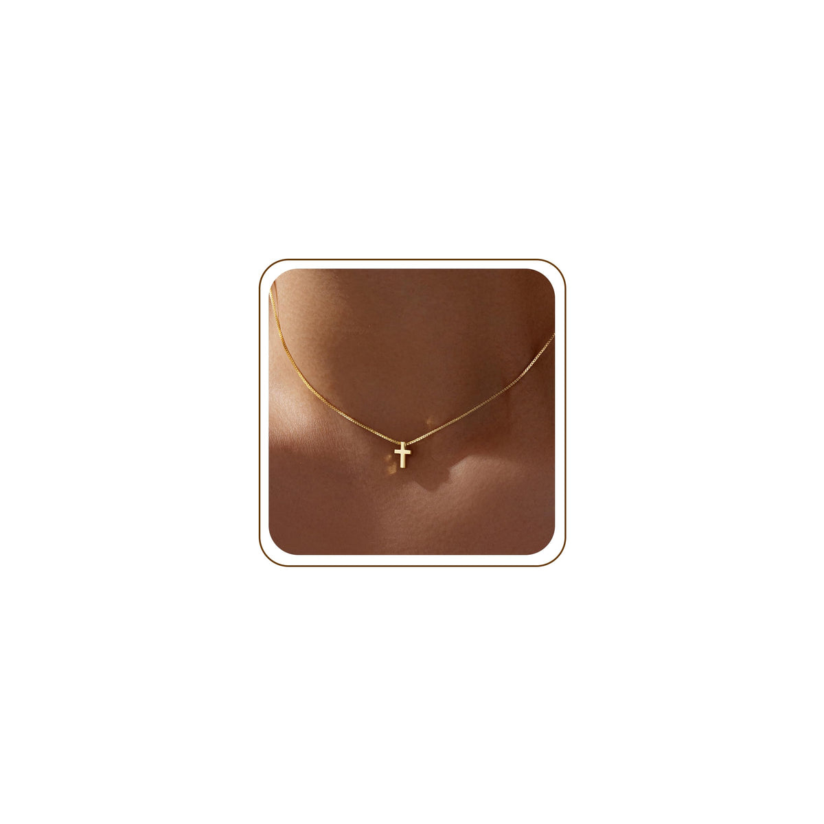 Poxtex Cross Necklace for Women Teen Girls, Dainty 14K Gold Silver Plated Cross Choker Jewelry Non Tarnish Waterproof Cute Simple Small Necklace Christian Baptism Religious Faith Jewelry Gifts