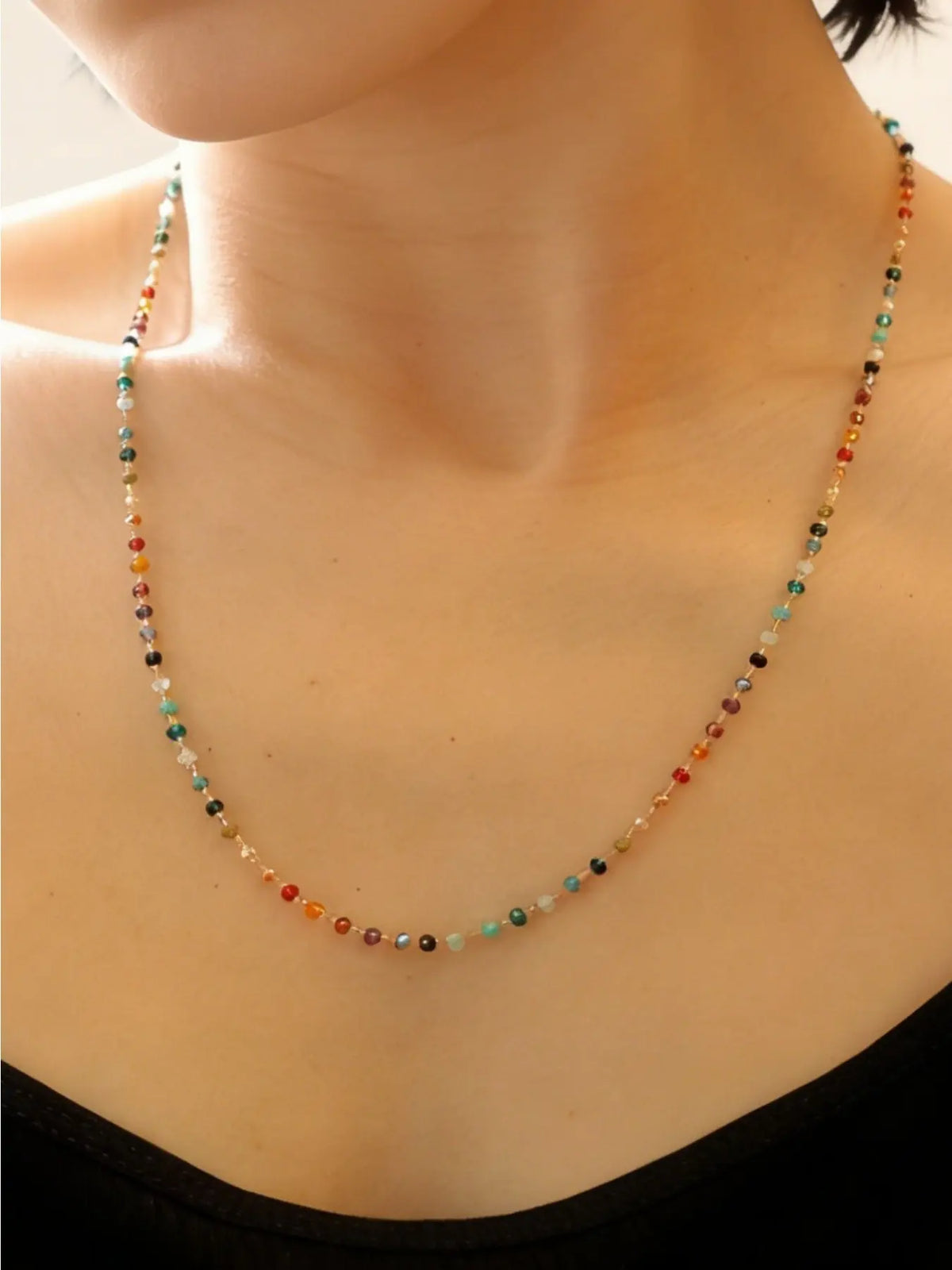 Vintage Simple Colorful Boho Style Beaded Glass Bead Necklace for Women, Fashion Party Vacation Daily Commute Versatile Necklace, Decorative Beaded Necklaces, Stylish Jewelry Accessory, Vibrant Beads, Trendy Jewelry