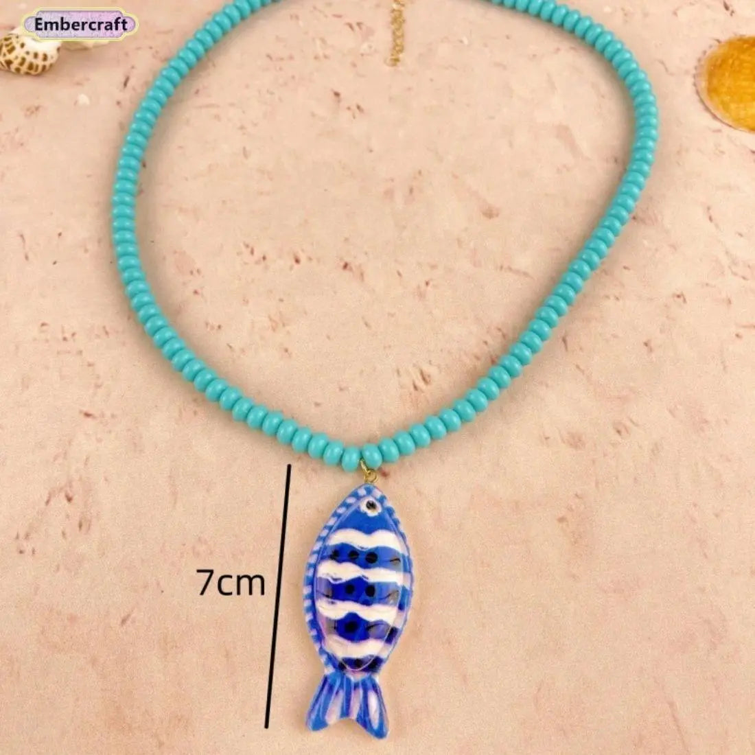 Dopamine Tropical Fish Beaded Necklace - Colorful Handmade Animal Pendant, Summer Beach Aesthetic Jewelry, Boho Mixed Seed Bead Choker for Hawaii Vacation, Fun Y2K Statement Gift for Her,summeroutfits,vacationoutfits,beachoutfits