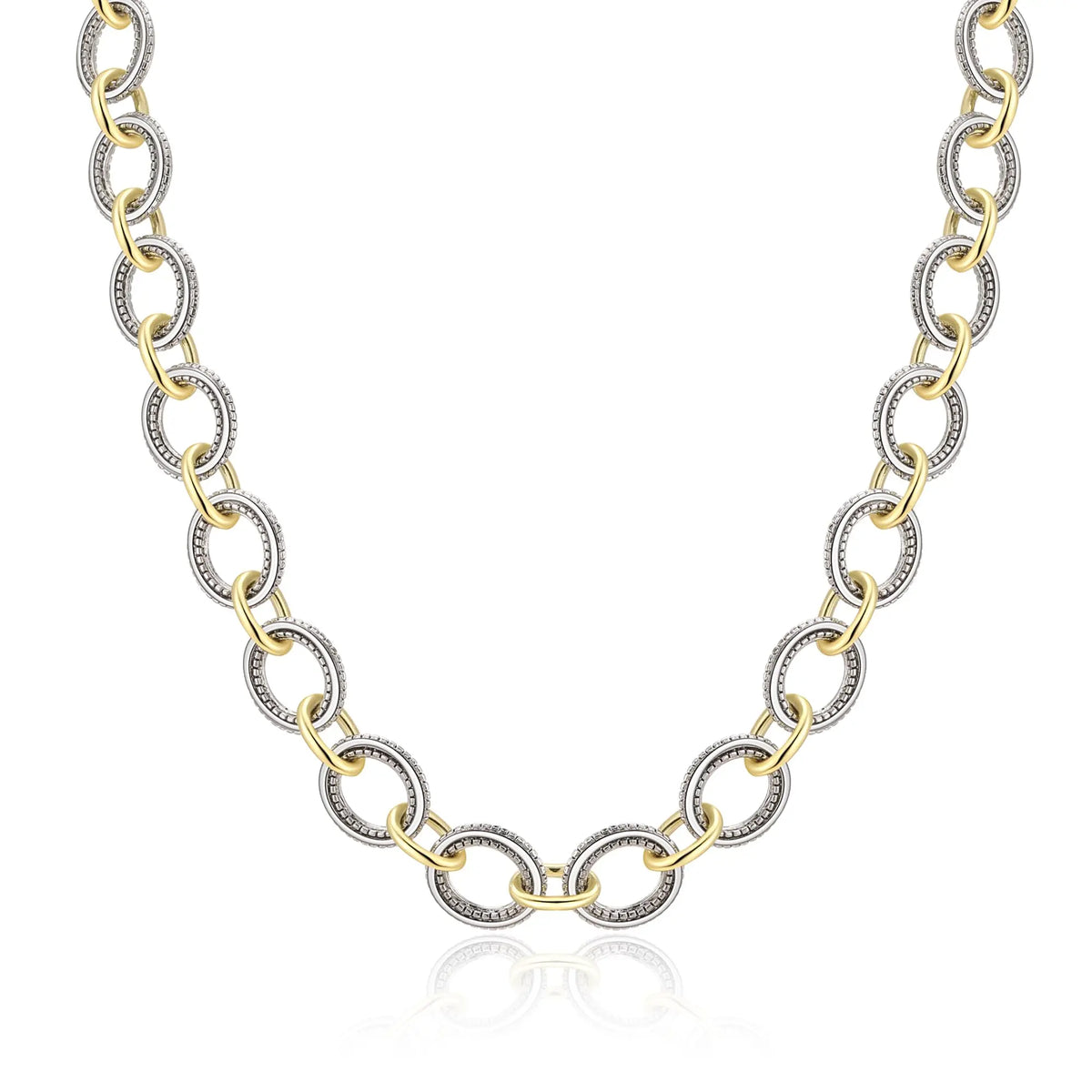 Aprilery Trendy Two-Tone Chain Necklace for Women - 18.9 Inch Silver & Gold Link Design, Hypoallergenic & Durable, Perfect Gift for Special Occasions