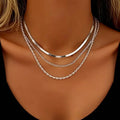 3 PCS Stainless Steel Chain Necklace Set for Men Women, Fashionable Multi-Layered Necklaces for Daily Wear or Parties, Jewelry Accessories, Exquisite Gifts for Women