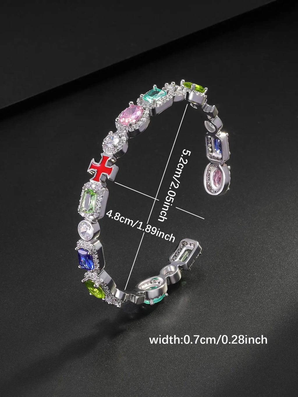 Iced Chics 7mm Cross Oil-Drop Cubic Zirconia Jewelry Bracelet, Hip-Hop Unisex Charm Bracelet, Couple Gift for Valentine's Day, Birthday, or Wedding Anniversary, Bracelets Jewelry