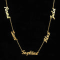 AS520  Multiple Names Custom Cut Necklace Personalized Gift Stainless Steel Letter Necklace Family Mothering Sunday  Gold Silver Color For Mother's Day