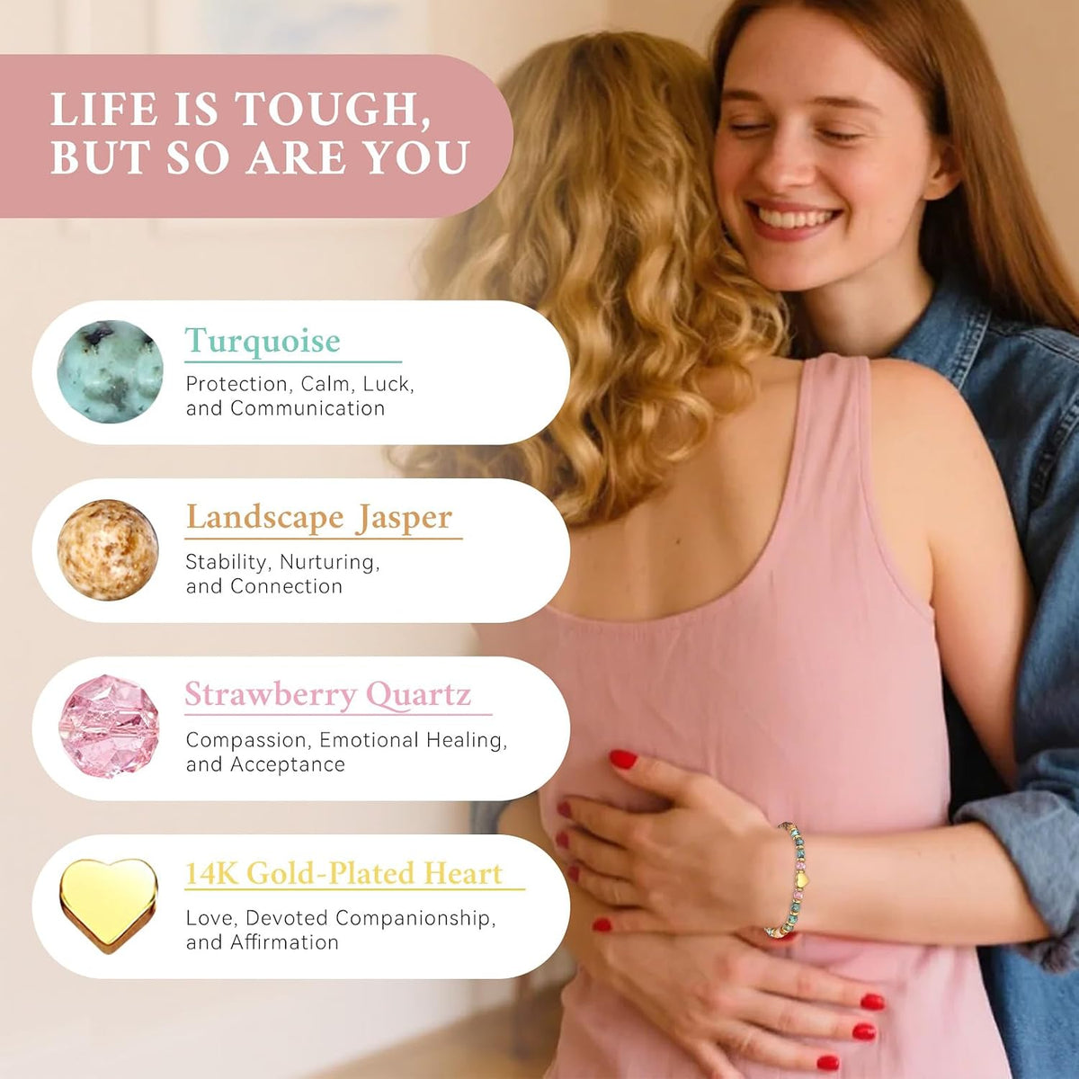 yupoxiu Inspirational Gifts for Women Birthday - Natural Stone Bracelets, Thinking of You Get Well Soon Gifts for Women Friend Sister