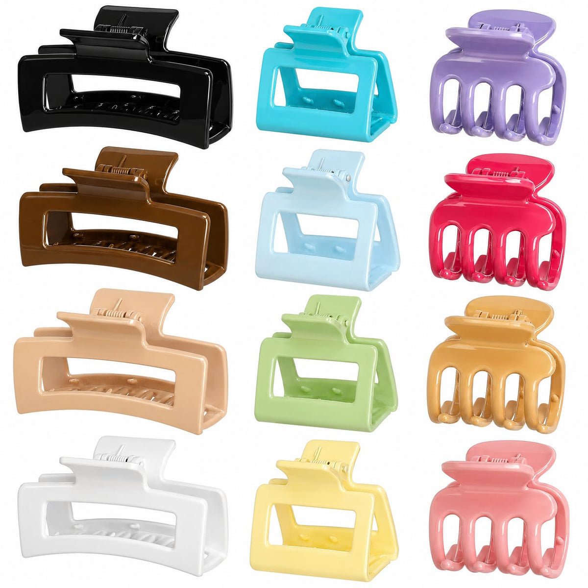 SMKSL 12 Pcs Hair Claw Clips for Women & Grils 3 Styles Small Medium Large | for Thin Thick Curly Hair, Strong Hold & Non-Slip, Stylish Matte Hair Accessories, Ideal Gifts for Women & Grils (Brown)