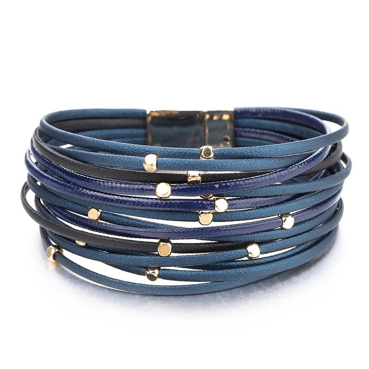 Fesciory Leopard Bracelet for Women, Boho Leather Wrap Multi-Layer Pearl Crystal Bracelet Bangle Jewelry