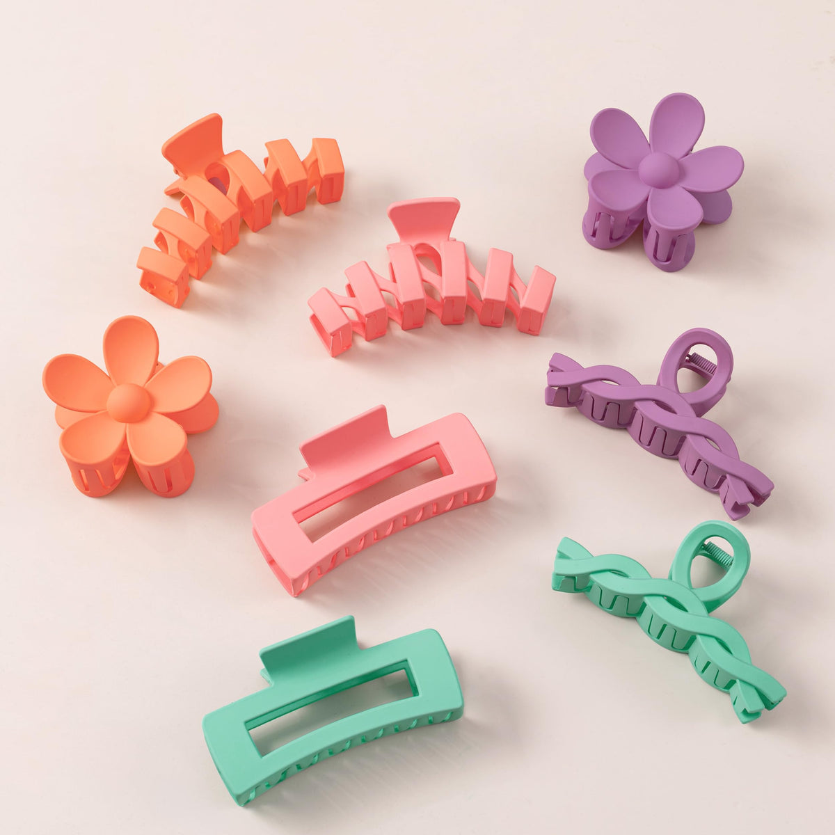 8PCS Hair Clips for Women, Flower Claw Clips for Thick Hair, Non-Slip Hair Accessories with Multi-Styles, Neutral Colors Hair Claw Clips and Variety Pack, Ideal for Girls