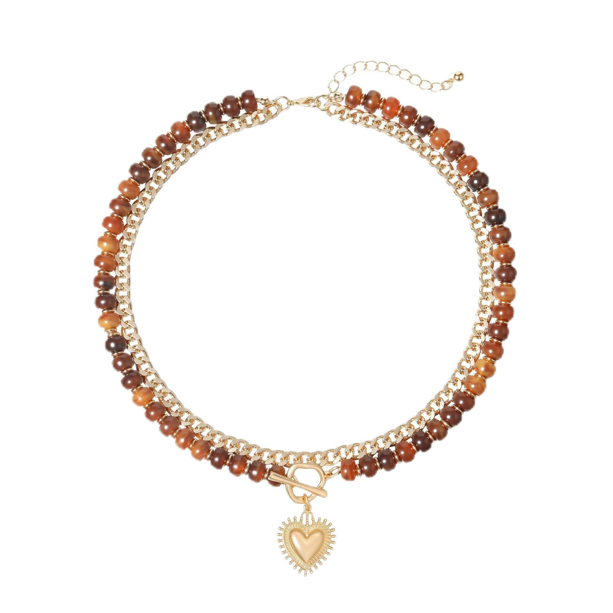 Layered Necklaces for Women, 14K Gold Plated Heart Pendant & Colorful Acrylic Beaded Choker, Cute Trendy Jewelry, Anti-Tangle Single Clasp Design, Summer Beach Boho Necklace for Women