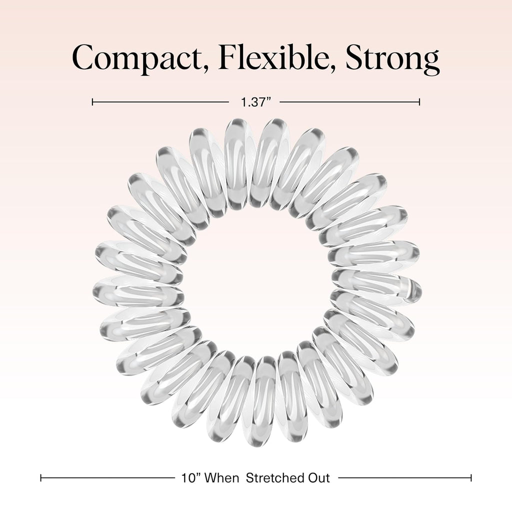 Kitsch Spiral Hair Ties for Women – Coiled Plastic Hair Ties No Damage, Ponytail Holders for Thick and Thin Hair – Creaseless and Dent-Free, Phone Cord Style - Clear, 8 Pcs