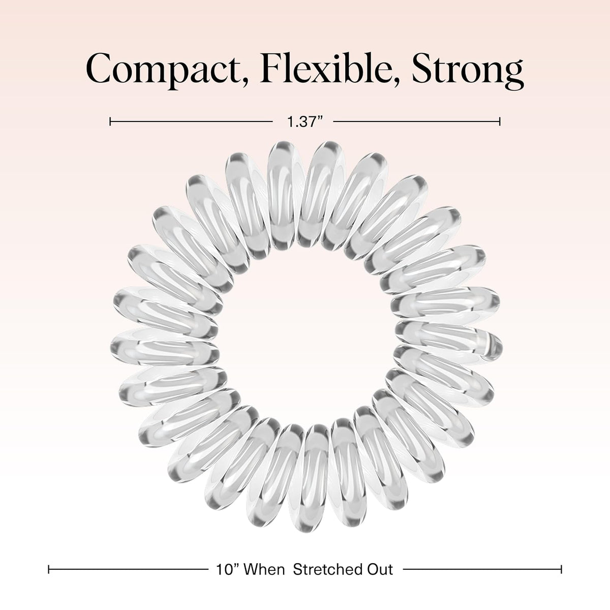 Kitsch Spiral Hair Ties for Women – Coiled Plastic Hair Ties No Damage, Ponytail Holders for Thick and Thin Hair – Creaseless and Dent-Free, Phone Cord Style - Clear, 8 Pcs