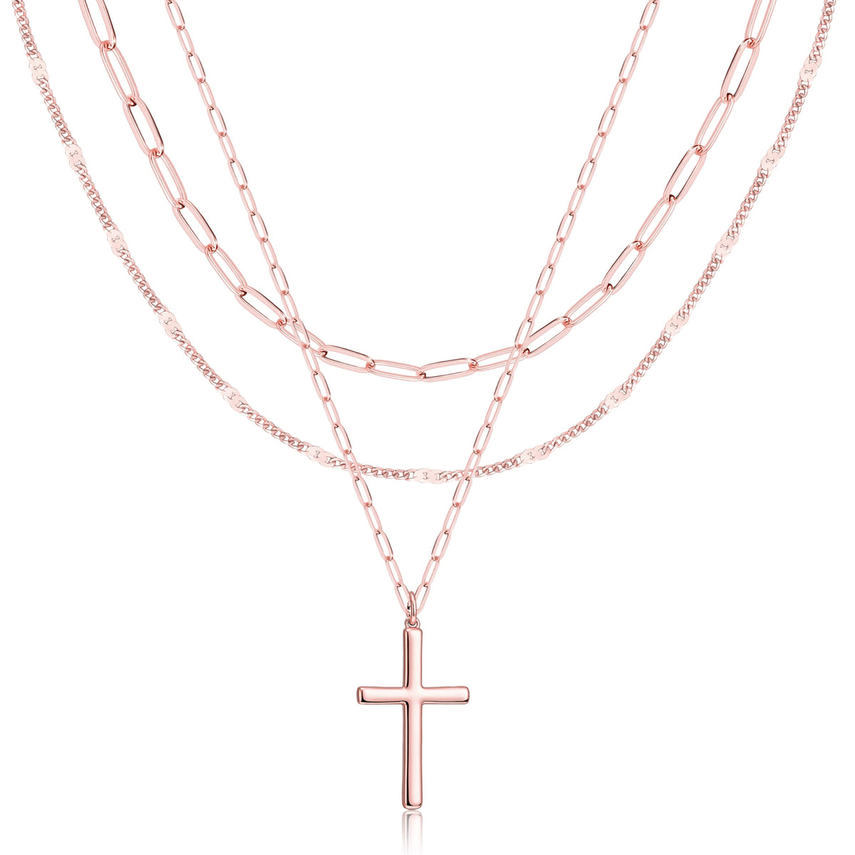 Poxtex Layered Gold Necklaces for Women, Stackable Dainty 14K Gold Silver Plated Trendy Simple Heart Diamond Cross Bow Circle Pendant Paperclip Choker Dot Chain Necklace,Jewelry Set Gifts for Women