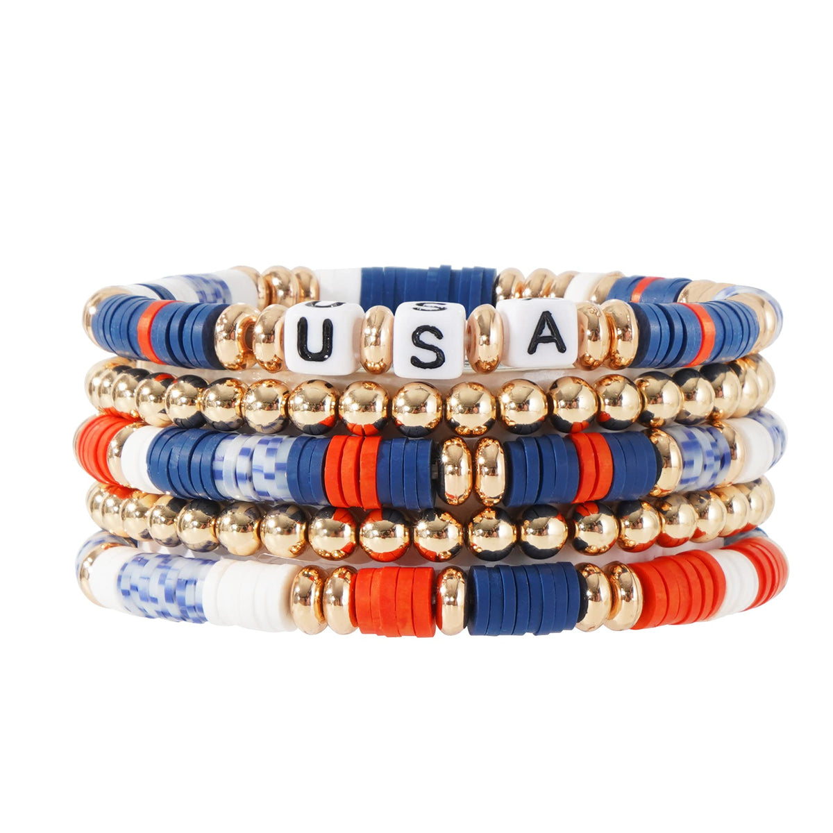 GOOJIDS Surfer Heishi Clay Bead Bracelets for Women Bohemian Stackable Gold Plated Beaded Stretch Bracelets Elastic Layering Friendship Bracelets Set Boho Jewelry