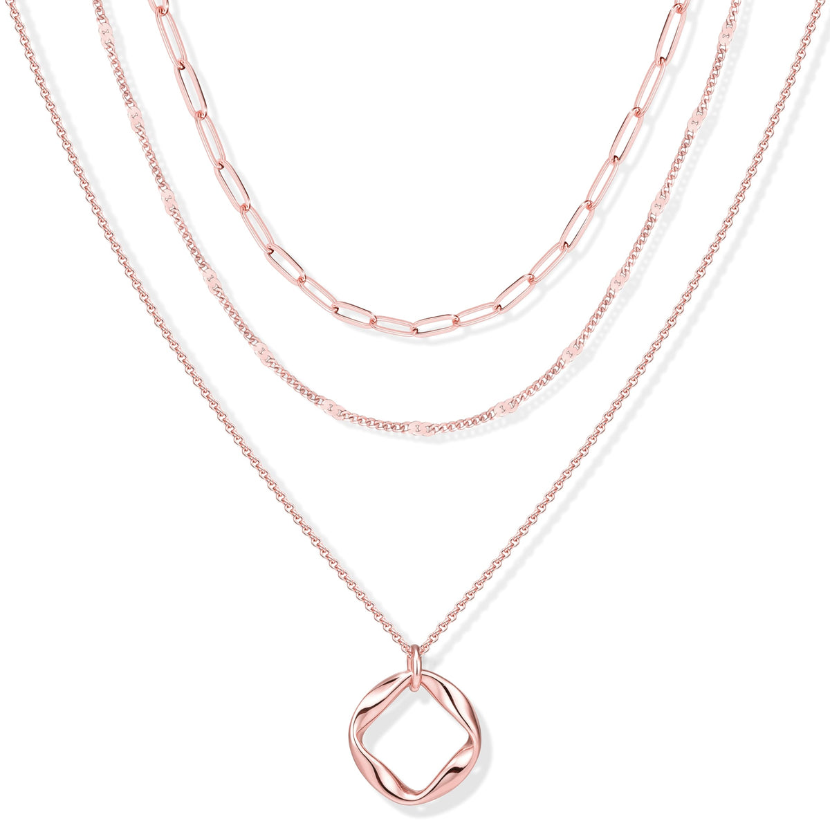 Poxtex Layered Gold Necklaces for Women, Stackable Dainty 14K Gold Silver Plated Trendy Simple Heart Diamond Cross Bow Circle Pendant Paperclip Choker Dot Chain Necklace,Jewelry Set Gifts for Women
