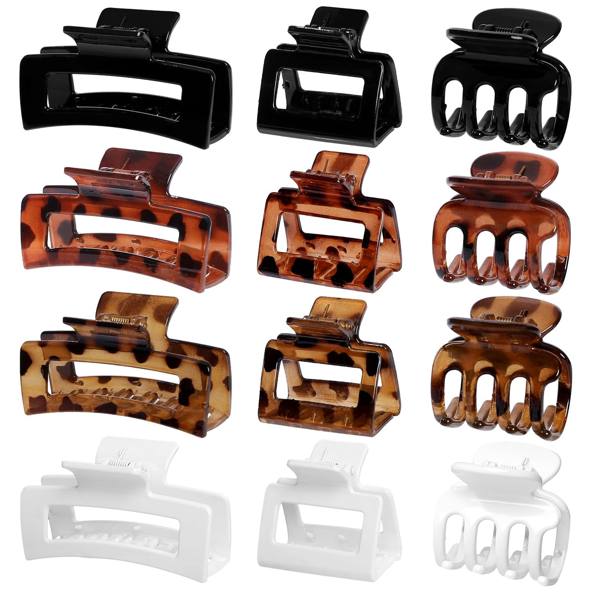 SMKSL 12 Pcs Hair Claw Clips for Women & Grils 3 Styles Small Medium Large | for Thin Thick Curly Hair, Strong Hold & Non-Slip, Stylish Matte Hair Accessories, Ideal Gifts for Women & Grils (Brown)