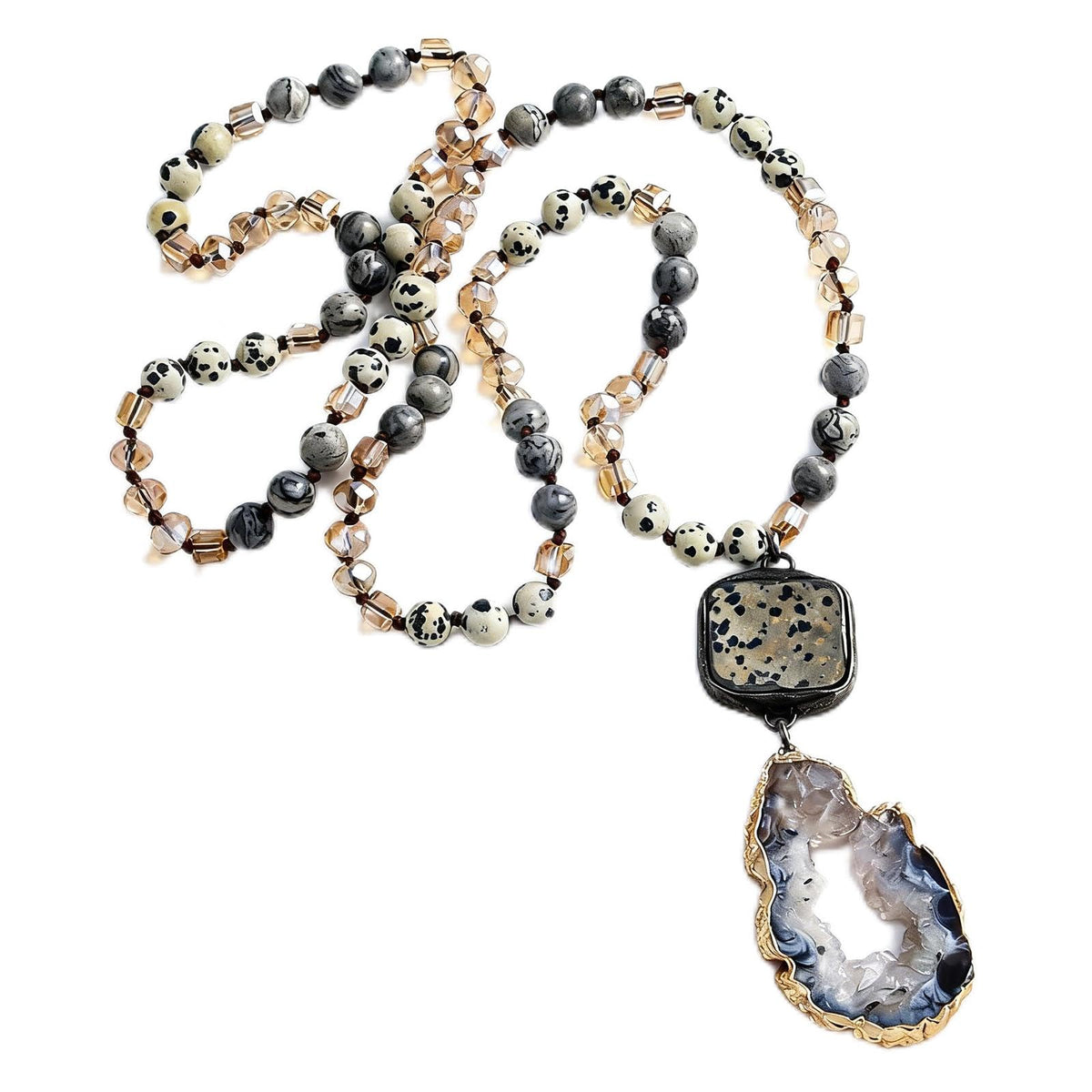 Yomisa Boho Necklaces for Women Men Long,33/34/35 Inch Natural Turquoise Tiger Eye Beaded Stone Pendant Necklaces for Women Trendy,Handmade Bohemian Western Bead Necklace Fashion Charm Jewelry Gift
