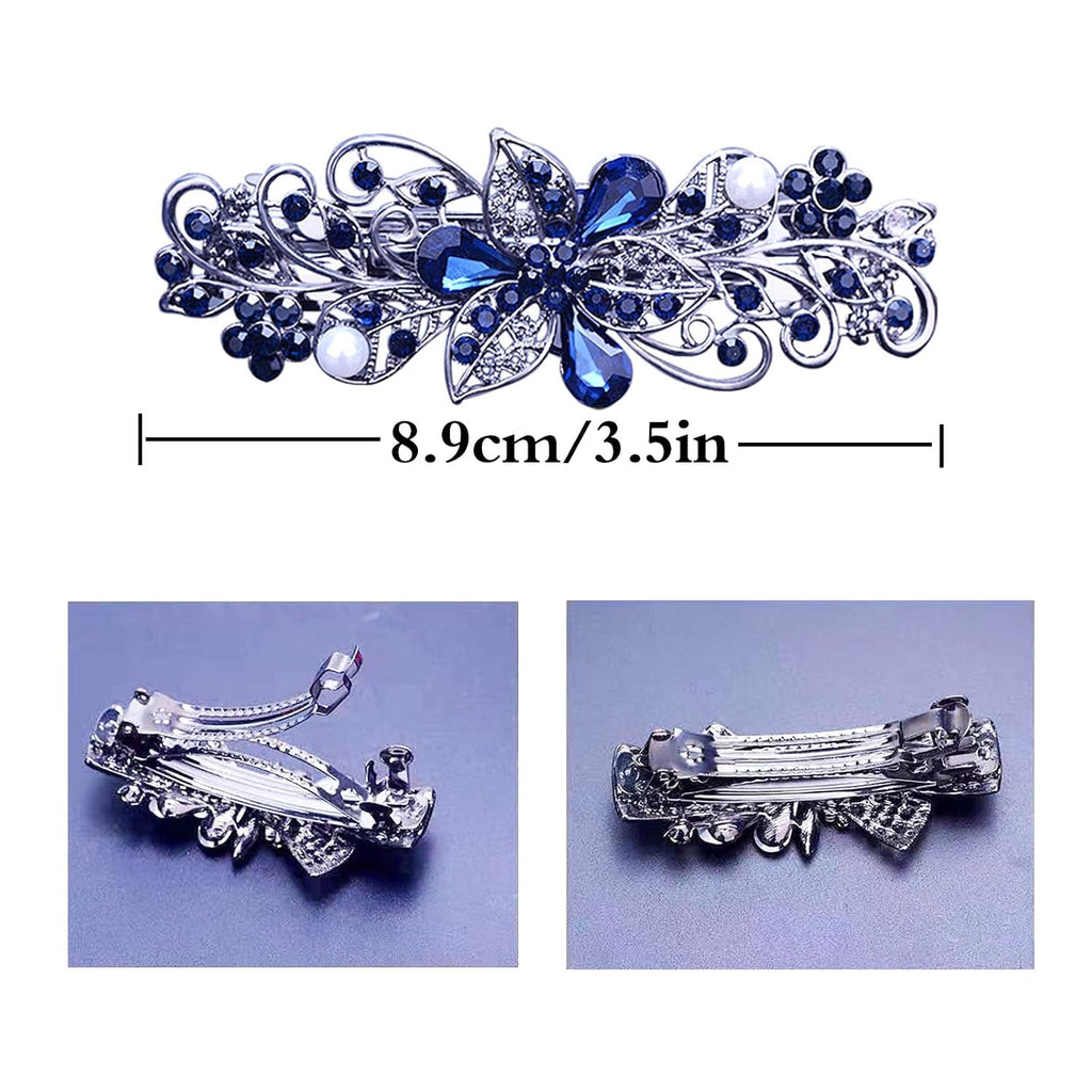 4 PCS Hair Barrettes for Women Ladies, Flower Crystal Rhinestones Barrette Pearl Spring Hair Clip Accessories Women Fashion Ponytail Holders Barrette for Daily Wear Mothers Day present