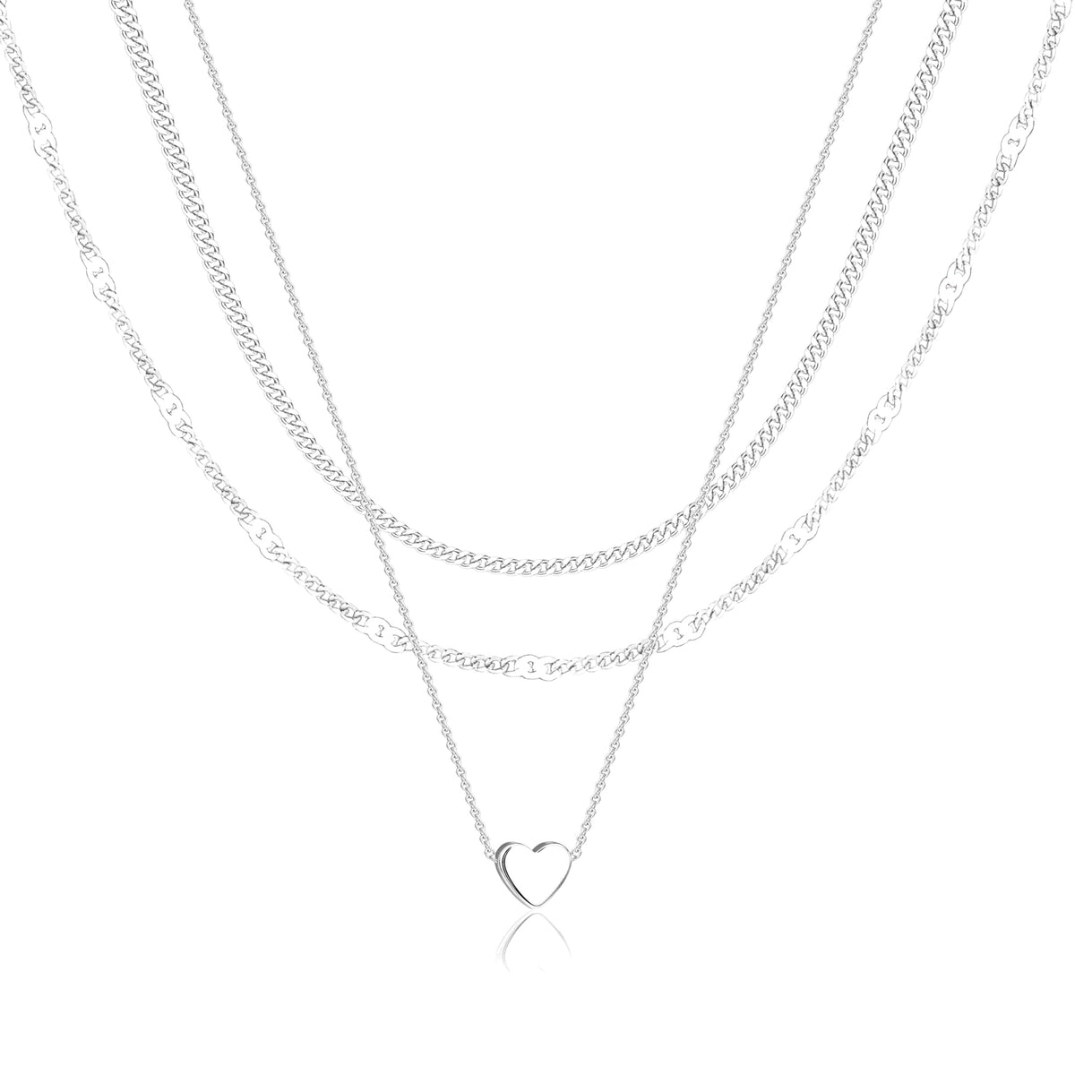 Poxtex Layered Gold Necklaces for Women, Stackable Dainty 14K Gold Silver Plated Trendy Simple Heart Diamond Cross Bow Circle Pendant Paperclip Choker Dot Chain Necklace,Jewelry Set Gifts for Women