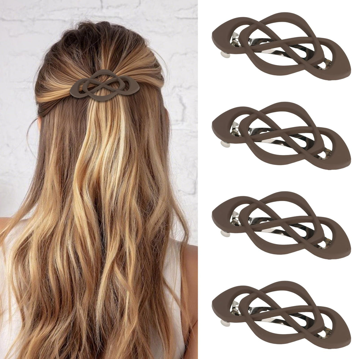 Vintage French Barrette Clips - 4 Pack Hair Accessories for Women & Girls, Thick to Thin Hair