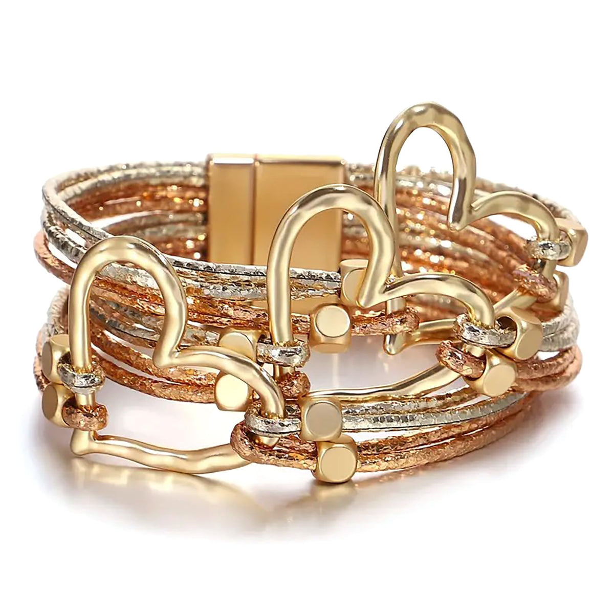 Fesciory Leather Wrap Bracelets for Women, Boho Leopard Multi-Layer Crystal Beads Cuff Bracelet Jewelry