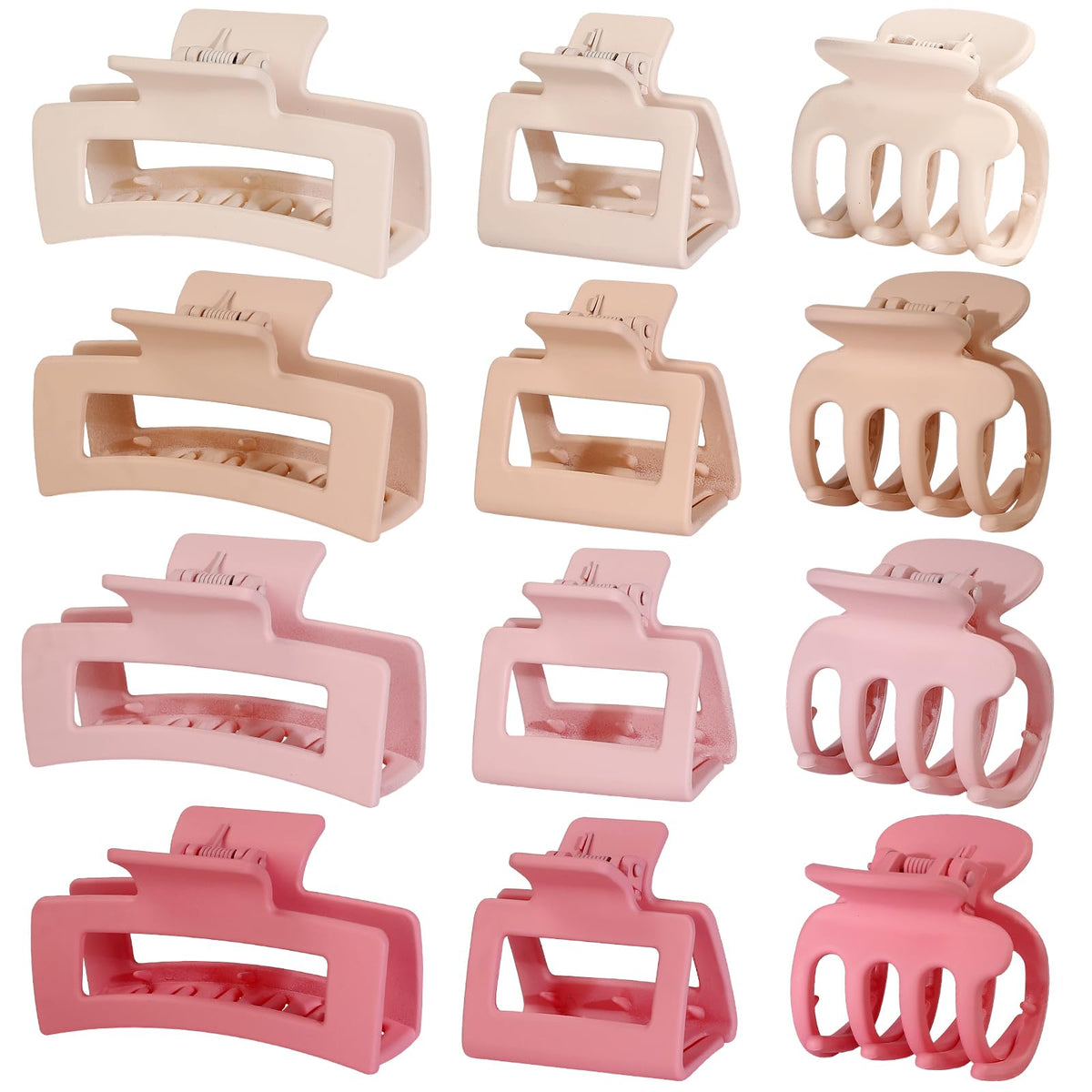 SMKSL 12 Pcs Hair Claw Clips for Women & Grils 3 Styles Small Medium Large | for Thin Thick Curly Hair, Strong Hold & Non-Slip, Stylish Matte Hair Accessories, Ideal Gifts for Women & Grils (Brown)