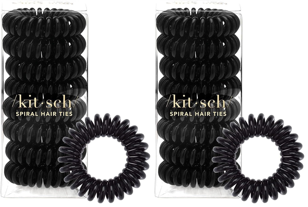 Kitsch Spiral Hair Ties for Women – Coiled Plastic Hair Ties No Damage, Ponytail Holders for Thick and Thin Hair – Creaseless and Dent-Free, Phone Cord Style - Clear, 8 Pcs
