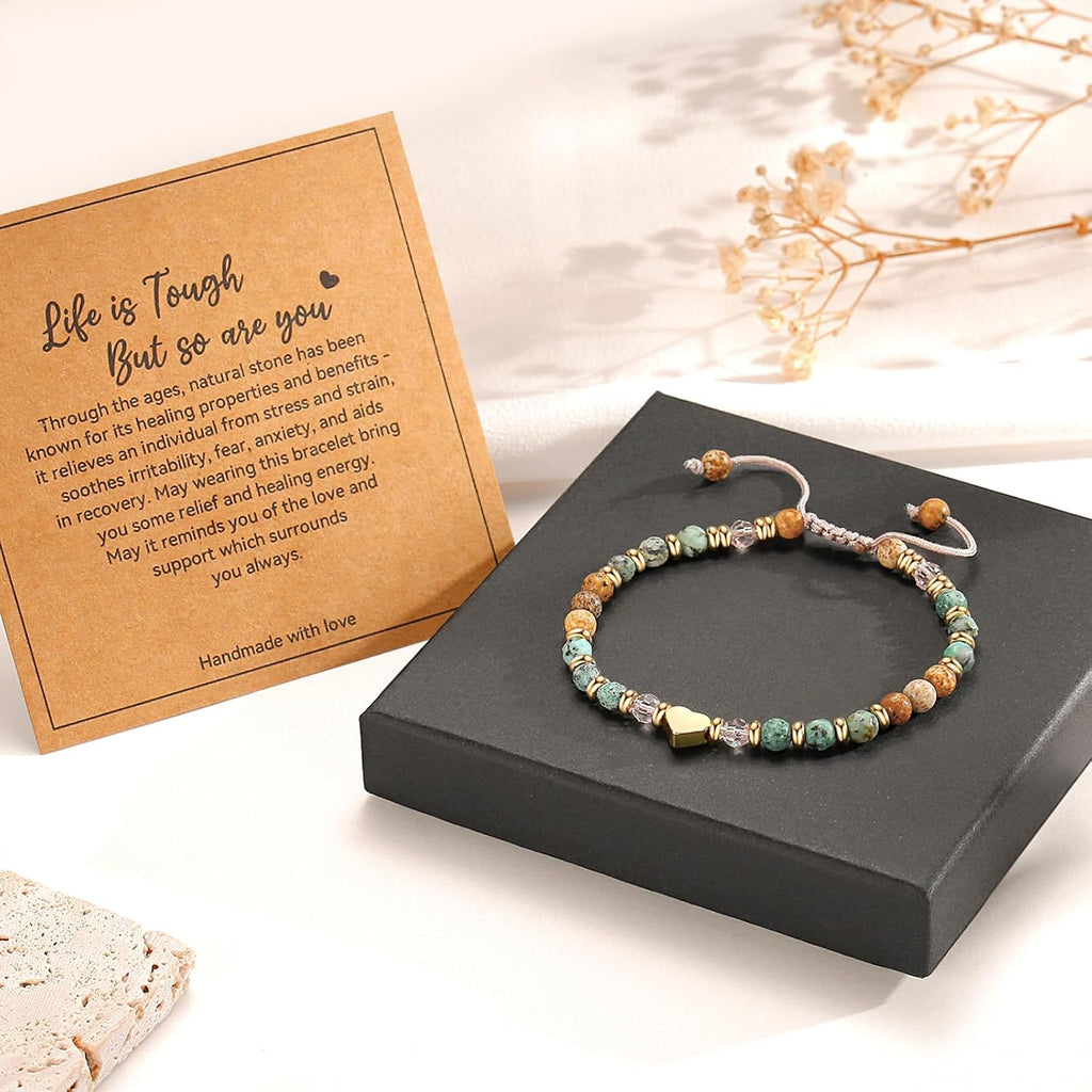 yupoxiu Inspirational Gifts for Women Birthday - Natural Stone Bracelets, Thinking of You Get Well Soon Gifts for Women Friend Sister