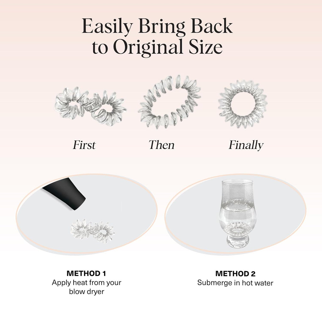 Kitsch Spiral Hair Ties for Women – Coiled Plastic Hair Ties No Damage, Ponytail Holders for Thick and Thin Hair – Creaseless and Dent-Free, Phone Cord Style - Clear, 8 Pcs