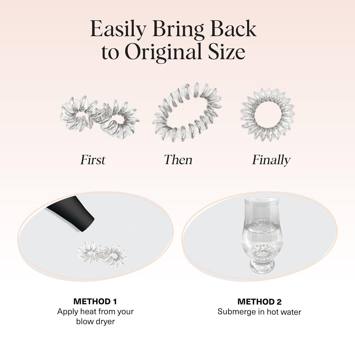 Kitsch Spiral Hair Ties for Women – Coiled Plastic Hair Ties No Damage, Ponytail Holders for Thick and Thin Hair – Creaseless and Dent-Free, Phone Cord Style - Clear, 8 Pcs